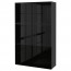 БЕСТО Комбинация д/хранения+стекл дверц - черно-коричневый/Сельсвикен глянцевый/черный дымчатое стекло, направляющие ящика, плавно закр