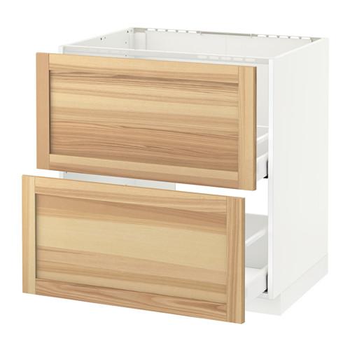 МЕТОД / МАКСИМЕРА Напольн шк п-мойку+2фрнт пнл/2 ящ - белый, Торхэмн естественный ясень, 80x60 см МЕТОД / МАКСИМЕРА Напольн шк п-мойку+2фрнт пнл/2 ящ - белый, Торхэмн естественный ясень, 80x60 см