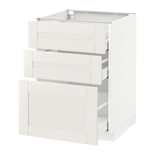 МЕТОД / МАКСИМЕРА Напольный шкаф с 3 ящиками - белый, Сэведаль белый, 60x60 см МЕТОД / МАКСИМЕРА Напольный шкаф с 3 ящиками - белый, Сэведаль белый, 60x60 см