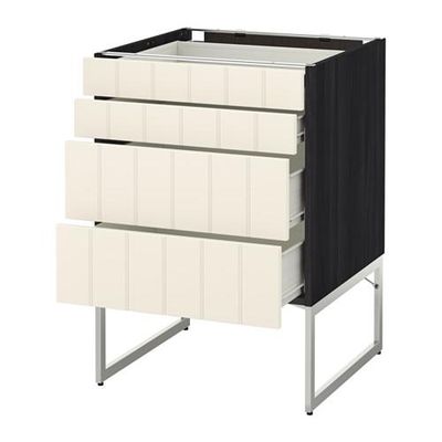 МЕТОД / ФОРВАРА Нплн шк 4 фронт/2 низк/2средн ящ - 60x60x60 см, Хитарп белый с оттенком, под дерево черный МЕТОД / ФОРВАРА Нплн шк 4 фронт/2 низк/2средн ящ - 60x60x60 см, Хитарп белый с оттенком, под дерево черный