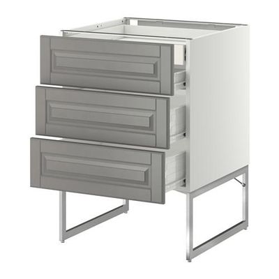 МЕТОД / ФОРВАРА Напольн шкаф 3фронт пнл/2низ/2ср ящ - 60x60x60 см, Будбин серый, белый МЕТОД / ФОРВАРА Напольн шкаф 3фронт пнл/2низ/2ср ящ - 60x60x60 см, Будбин серый, белый