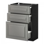 МЕТОД / ФОРВАРА Напольный шкаф с 3 ящиками - 60x37 см, Будбин серый, под дерево черный МЕТОД / ФОРВАРА Напольный шкаф с 3 ящиками - 60x37 см, Будбин серый, под дерево черный