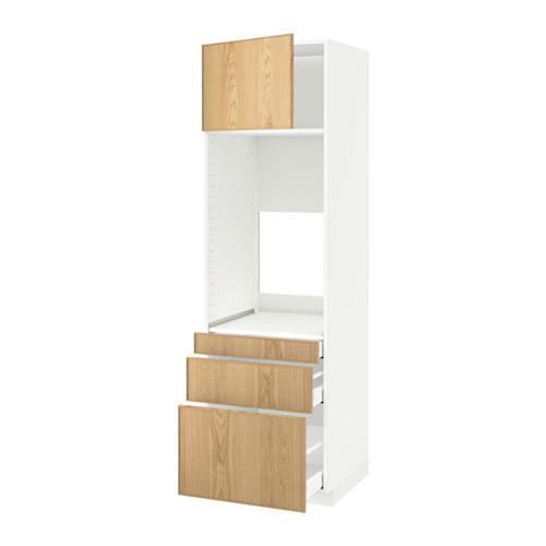 МЕТОД / МАКСИМЕРА Выс шкаф д/двойн духовки/3ящ/дверца - белый, Экестад дуб, 60x60x200 см МЕТОД / МАКСИМЕРА Выс шкаф д/двойн духовки/3ящ/дверца - белый, Экестад дуб, 60x60x200 см