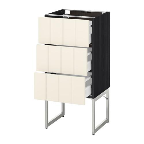 МЕТОД / МАКСИМЕРА Нплн шк 3 фрнт/3 средн ящика - под дерево черный, Хитарп белый с оттенком, 40x37x60 см