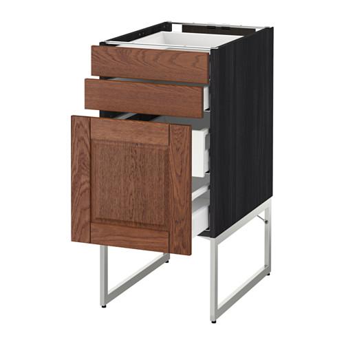 МЕТОД / МАКСИМЕРА Напольн шкаф 3фронт пнл/2низ/2ср ящ - под дерево черный, Филипстад коричневый, 40x60x60 см МЕТОД / МАКСИМЕРА Напольн шкаф 3фронт пнл/2низ/2ср ящ - под дерево черный, Филипстад коричневый, 40x60x60 см