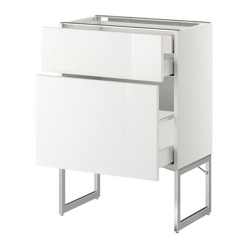 МЕТОД / МАКСИМЕРА Напольн шкаф 2фронт пнл/2низ/1вс ящ - белый, Рингульт глянцевый белый, 60x37x60 см