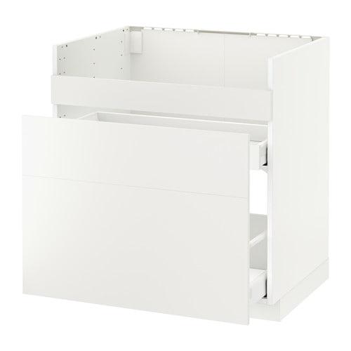 МЕТОД Напол шк д/мойки ХАВСЕН/3фасада/2ящ - белый, Хэггеби белый, 80x60 см