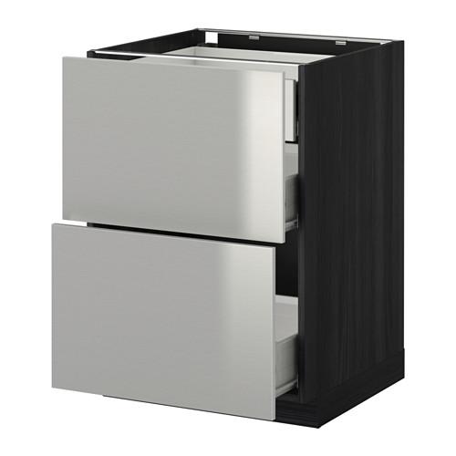 МЕТОД / ФОРВАРА Наполн шк 2 фрнт/3 средн ящ - под дерево черный, Гревста нержавеющ сталь, 60x60 см МЕТОД / ФОРВАРА Наполн шк 2 фрнт/3 средн ящ - под дерево черный, Гревста нержавеющ сталь, 60x60 см