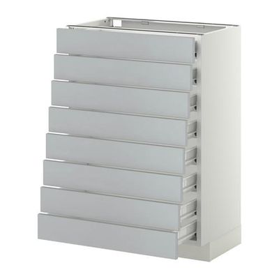 МЕТОД / ФОРВАРА Наполн шкаф 8 фронт/8 низк ящиков - белый, Веддинге серый, 60x37 см МЕТОД / ФОРВАРА Наполн шкаф 8 фронт/8 низк ящиков - белый, Веддинге серый, 60x37 см