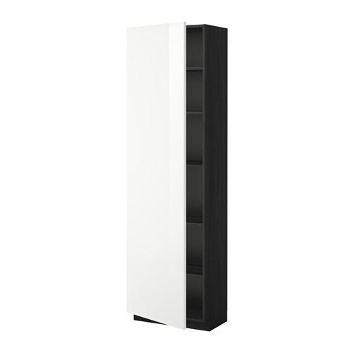 МЕТОД Высок шкаф с полками - под дерево черный, Рингульт глянцевый белый, 60x37x200 см МЕТОД Высок шкаф с полками - под дерево черный, Рингульт глянцевый белый, 60x37x200 см