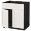 МЕТОД Напольн шкаф п-мойку 2 двр/фрн пнл - под дерево черный, Сэведаль белый