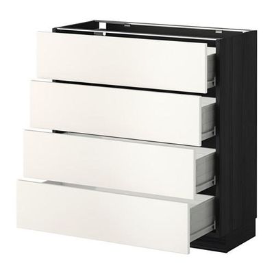 МЕТОД / ФОРВАРА Напольн шкаф 4 фронт панели/4 ящика - 80x37 см, Веддинге белый, под дерево черный МЕТОД / ФОРВАРА Напольн шкаф 4 фронт панели/4 ящика - 80x37 см, Веддинге белый, под дерево черный