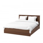 МАЛЬМ Каркас кровати+2 кроватных ящика - 160x200 см, Леирсунд, коричневая морилка ясеневый шпон