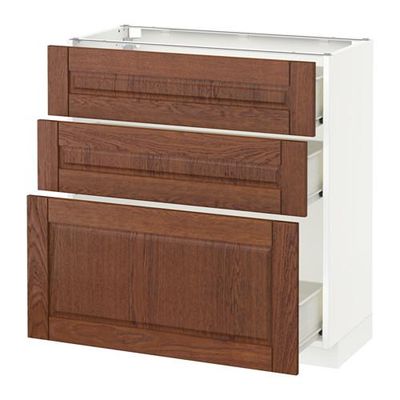 МЕТОД / ФОРВАРА Напольный шкаф с 3 ящиками - 80x37 см, Филипстад коричневый, белый МЕТОД / ФОРВАРА Напольный шкаф с 3 ящиками - 80x37 см, Филипстад коричневый, белый