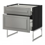 МЕТОД / МАКСИМЕРА Напольн шкаф 2фронт пнл/2низ/1вс ящ - под дерево черный, Будбин серый, 80x60x60 см