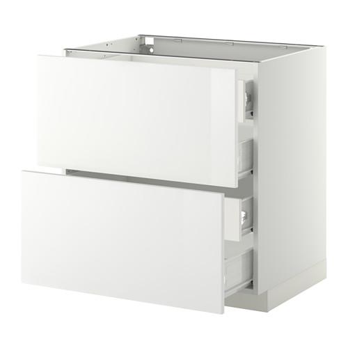 МЕТОД / ФОРВАРА Напольн шкаф 2 фронт пнл/4 средн ящ - белый, Рингульт глянцевый белый, 80x60 см