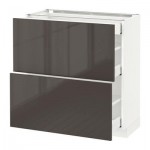 МЕТОД / МАКСИМЕРА Напольный шкаф/2фасада/3ящика - 80x37 см, Рингульт глянцевый серый, белый
