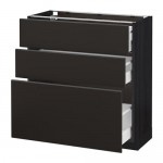 МЕТОД / МАКСИМЕРА Напольный шкаф с 3 ящиками - под дерево черный, Кунгсбакка антрацит, 80x37 см МЕТОД / МАКСИМЕРА Напольный шкаф с 3 ящиками - под дерево черный, Кунгсбакка антрацит, 80x37 см