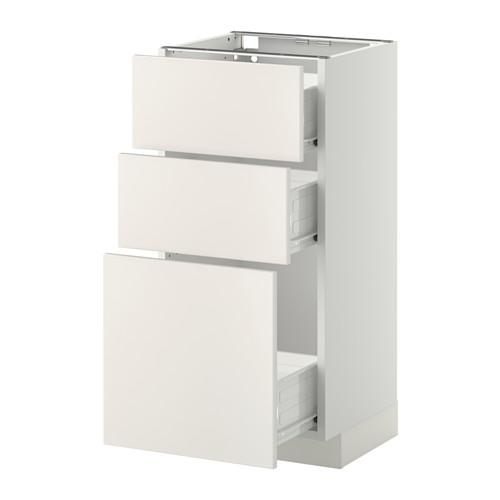 МЕТОД / ФОРВАРА Нплн шк 3 фрнт/3 средн ящика - белый, Веддинге белый, 40x37 см