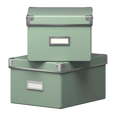 КАССЕТ Коробка с крышкой - зеленый, 21x26x15 см