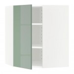 МЕТОД Угловой навесной шкаф с полками - белый, Калларп глянцевый светло-зеленый, 68x80 см