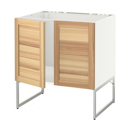 МЕТОД Напольн шкаф д раковины+2 двери - белый, Торхэмн естественный ясень МЕТОД Напольн шкаф д раковины+2 двери - белый, Торхэмн естественный ясень