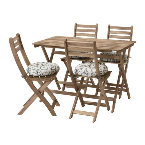 АСКХОЛЬМЕН Стол+4 стула, д/сада - Аскхольмен серо-коричневая морилка/Стегон бежевый