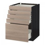 МЕТОД / ФОРВАРА Напольный шкаф с 5 ящиками - 60x60 см, Брокхульт под грецкий орех светло-серый, под дерево черный МЕТОД / ФОРВАРА Напольный шкаф с 5 ящиками - 60x60 см, Брокхульт под грецкий орех светло-серый, под дерево черный
