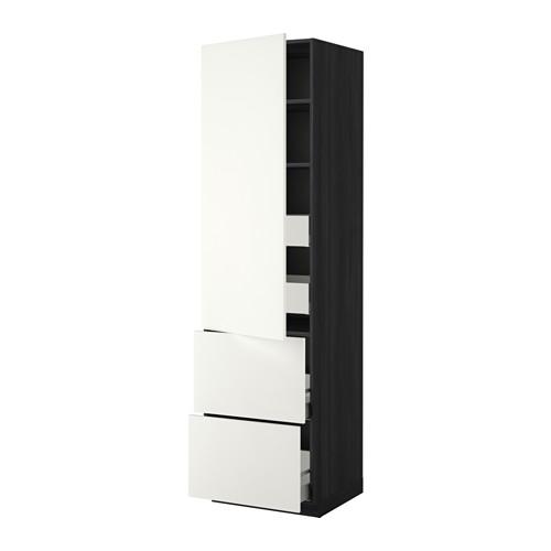 MÉTODO / MAXIMERA Armario alto + estantes / 4 / 2puertas - madera negra, blanco Haggeby, 60x60x220 cm (291.142.75) opiniones, precio, dónde
