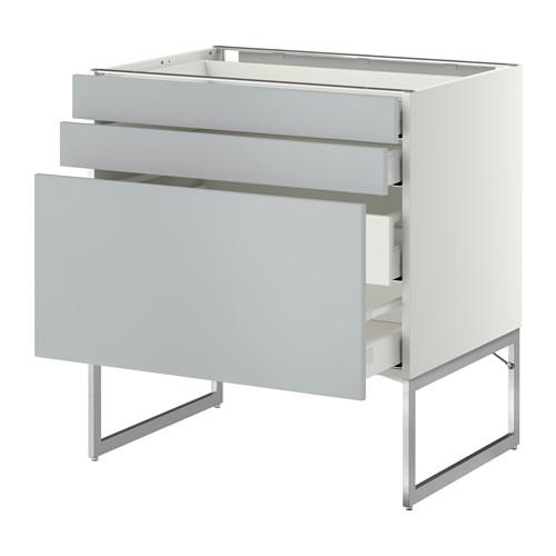 МЕТОД / МАКСИМЕРА Напольн шкаф 3фронт пнл/2низ/2ср ящ - 80x60x60 см, Веддинге серый, белый