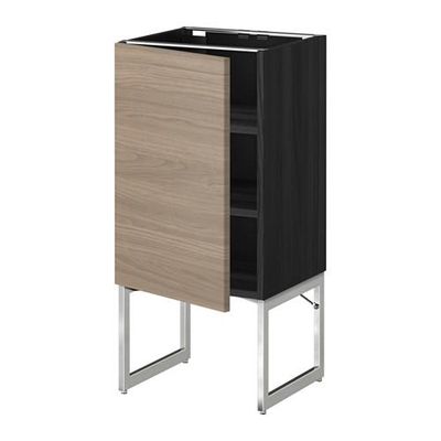 МЕТОД Напольный шкаф с полками - 40x37x60 см, Брокхульт под грецкий орех светло-серый, под дерево черный