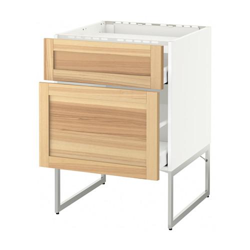 МЕТОД / МАКСИМЕРА Напольн шкаф/2фронт пнл/3ящика - белый, Торхэмн естественный ясень, 60x60x60 см МЕТОД / МАКСИМЕРА Напольн шкаф/2фронт пнл/3ящика - белый, Торхэмн естественный ясень, 60x60x60 см