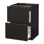 МЕТОД / МАКСИМЕРА Напольн шкаф 2фрнт/2выс ящ - под дерево черный, Кунгсбакка антрацит, 60x60 см