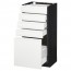 МЕТОД / МАКСИМЕРА Напольный шкаф с 5 ящиками - под дерево черный, Воксторп белый, 40x37 см