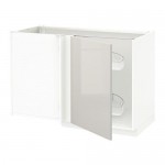 МЕТОД Угловой напол шкаф с выдвижн секц - белый, Рингульт глянцевый светло-серый МЕТОД Угловой напол шкаф с выдвижн секц - белый, Рингульт глянцевый светло-серый