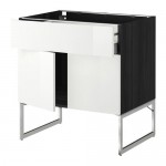 МЕТОД / МАКСИМЕРА Напол шкаф/полки/ящик/2двери - под дерево черный, Рингульт глянцевый белый, 80x60x60 см МЕТОД / МАКСИМЕРА Напол шкаф/полки/ящик/2двери - под дерево черный, Рингульт глянцевый белый, 80x60x60 см