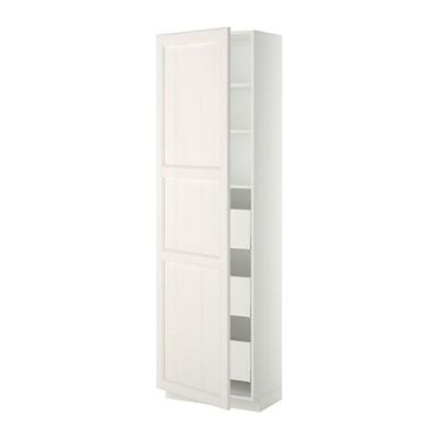 МЕТОД / МАКСИМЕРА Высокий шкаф с ящиками - 60x37x200 см, Лаксарби белый, белый