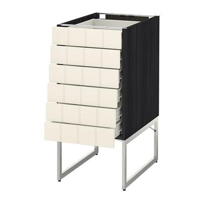 МЕТОД / ФОРВАРА Напольн шкаф 6фронт пнл/6 низ ящ - 40x60x60 см, Хитарп белый с оттенком, под дерево черный