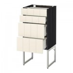 МЕТОД / ФОРВАРА Нплн шк 4 фронт/2 низк/2средн ящ - 40x37x60 см, Хитарп белый с оттенком, под дерево черный