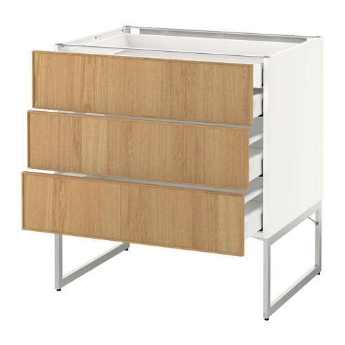МЕТОД / МАКСИМЕРА Напольн шкаф 3фронт пнл/2низ/2ср ящ - белый, Экестад дуб, 80x60x60 см МЕТОД / МАКСИМЕРА Напольн шкаф 3фронт пнл/2низ/2ср ящ - белый, Экестад дуб, 80x60x60 см
