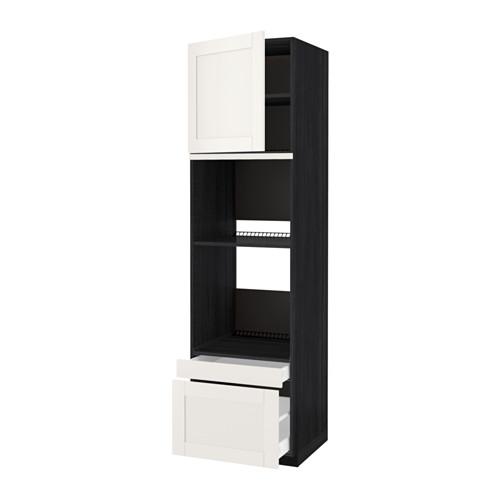 МЕТОД / МАКСИМЕРА Выс шкаф д/дхвк/комб дхвк+двр/2ящ - под дерево черный, Сэведаль белый, 60x60x220 см
