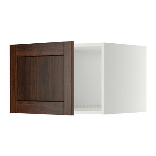 МЕТОД Верх шкаф на холодильн/морозильн - белый, Эдсерум под дерево коричневый, 60x40 см