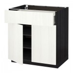 МЕТОД / ФОРВАРА Напольный шкаф+ящик/2дверцы - 80x60 см, Росдаль белый ясень, под дерево черный