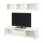 БЕСТО Шкаф для ТВ, комбин/стеклян дверцы - Лаппвикен/Синдвик белый прозрачное стекло, направляющие ящика, плавно закр БЕСТО Шкаф для ТВ, комбин/стеклян дверцы - Лаппвикен/Синдвик белый прозрачное стекло, направляющие ящика, плавно закр