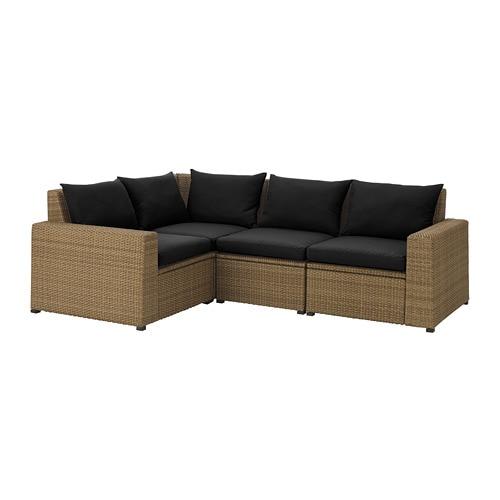 СОЛЛЕРОН Садовый угловой диван 3+1 - коричневый/Холло черный