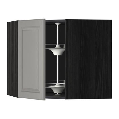 МЕТОД Угл нвсн шкф с вращающ секц - под дерево черный, Будбин серый, 68x60 см МЕТОД Угл нвсн шкф с вращающ секц - под дерево черный, Будбин серый, 68x60 см