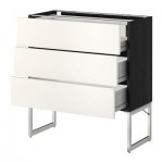 МЕТОД / ФОРВАРА Напольн шкаф 3фронт пнл/2низ/2ср ящ - 80x37x60 см, Веддинге белый, под дерево черный МЕТОД / ФОРВАРА Напольн шкаф 3фронт пнл/2низ/2ср ящ - 80x37x60 см, Веддинге белый, под дерево черный