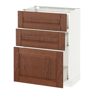 МЕТОД / ФОРВАРА Напольный шкаф с 3 ящиками - 60x37 см, Филипстад коричневый, белый