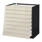 МЕТОД / МАКСИМЕРА Наполн шкаф 8 фронт/8 низк ящиков - под дерево черный, Воксторп глянцевый светло-бежевый, 80x60 см МЕТОД / МАКСИМЕРА Наполн шкаф 8 фронт/8 низк ящиков - под дерево черный, Воксторп глянцевый светло-бежевый, 80x60 см