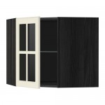 МЕТОД Углов навесн шк с полками/сткл дв - под дерево черный, Будбин белый с оттенком, 68x60 см МЕТОД Углов навесн шк с полками/сткл дв - под дерево черный, Будбин белый с оттенком, 68x60 см